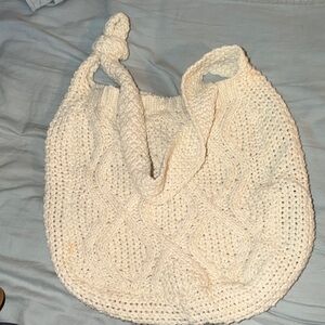 Target Cream Knit Shoulder Bag